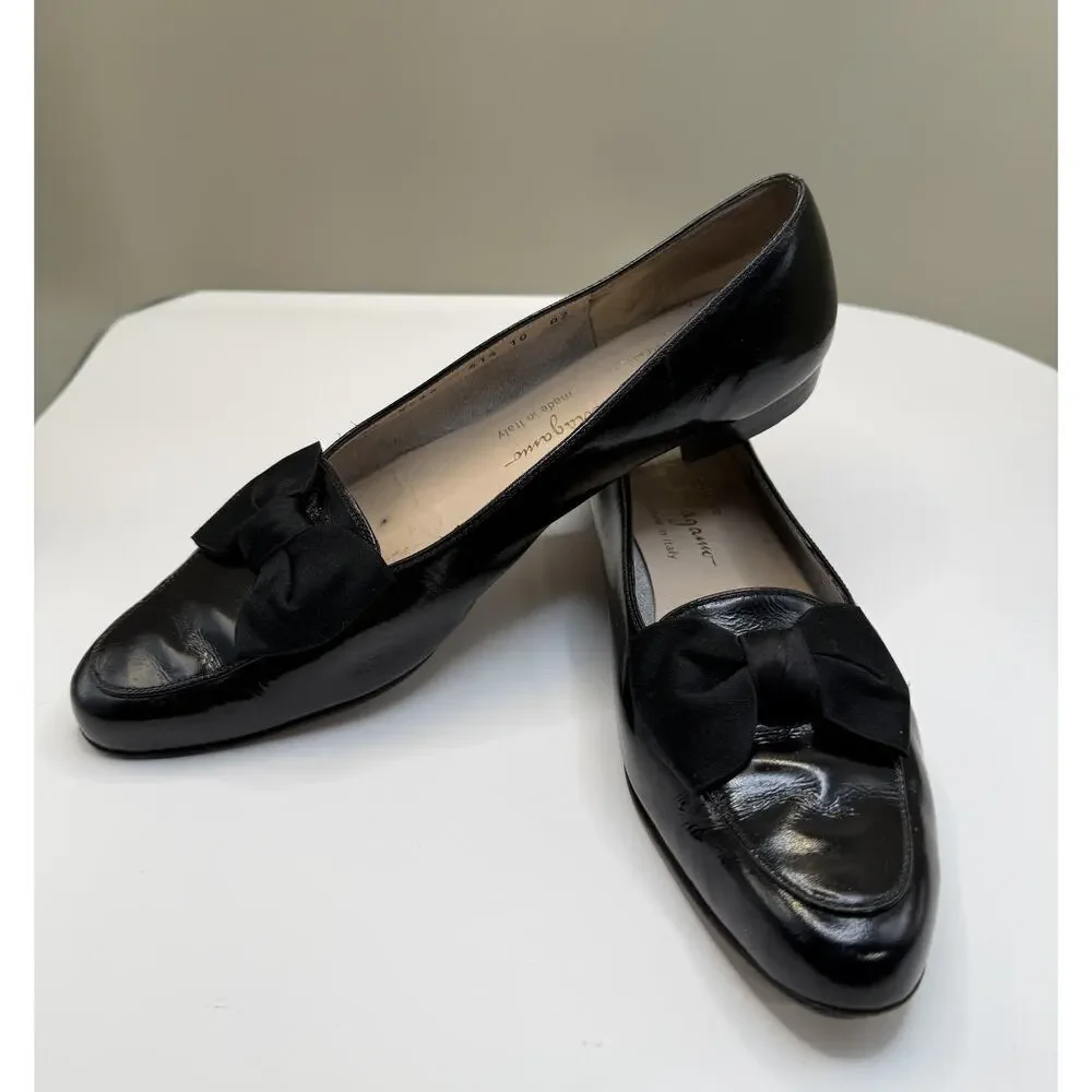 Salvatore Ferragamo Black Patent Leather Flats Sz 10